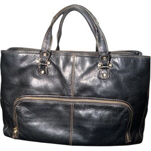 Elegant Liz Claiborne Black Leather Tote Bag